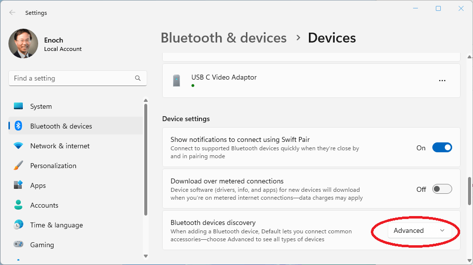 Bluetooth device setup