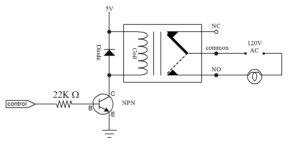 Relay with 120V AC light connection